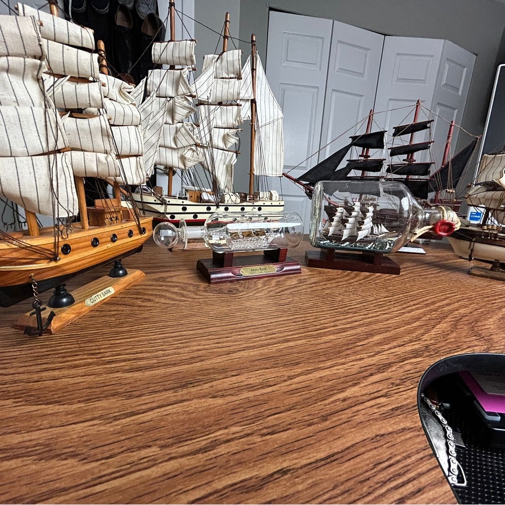 6 Wooden Model Ships Collection